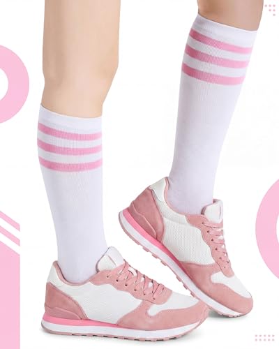Classic Athletic Knee High Socks - Pink Triple Stripes