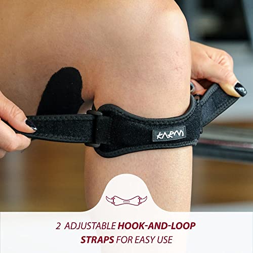 Patella Support Strap - Knee Band for Pain Relief - Black, Regular Size