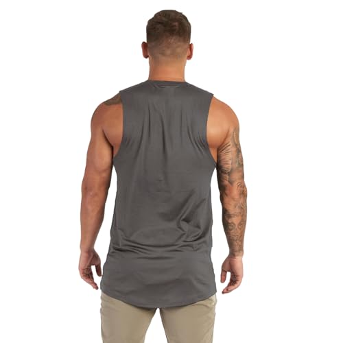 Men’s Quick Dry Tank Top - Sleeveless Gym Workout Shirt - Grey, X-Large