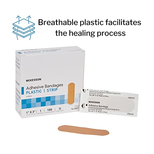 Sterile Adhesive Bandages, Plastic, 1 x 3 Inch, 2400 Pack