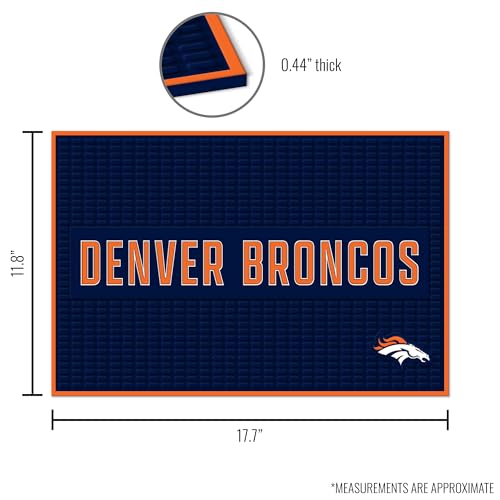 Denver Broncos NFL 12x18 PVC Heavy Duty Bar Mat - Home & Kitchen Decor