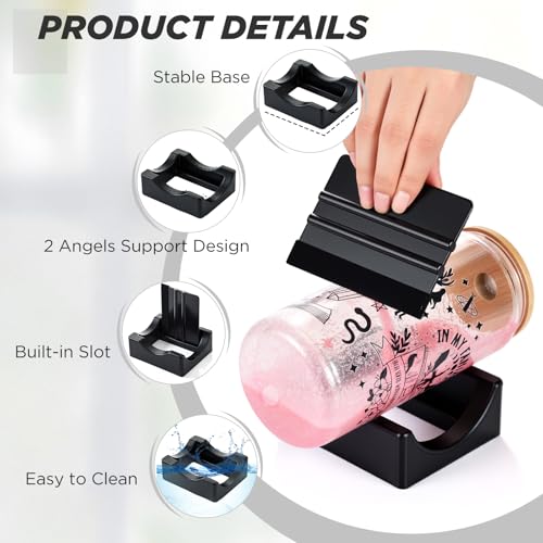 Silicone Cup Cradle for Tumblers with Slot & Squeegee - Black