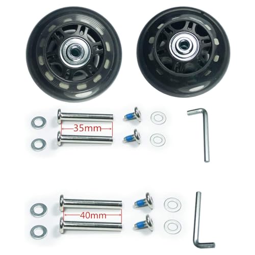 70x6x24mm Inline Skate Replacement Wheels for Luggage & Skates - Black & Clear, 2 Sets