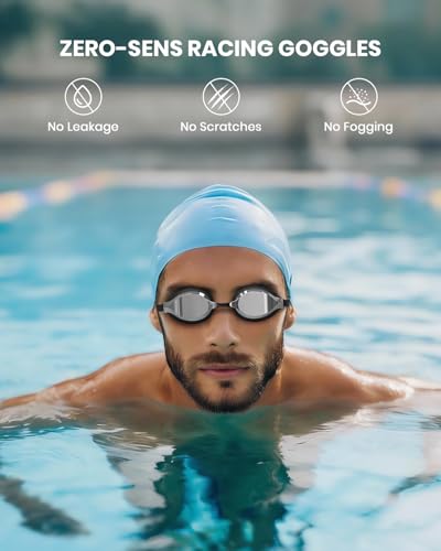 BinBinKim Racing Swimming Goggles 180° Wide View Anti-Fog UV Black