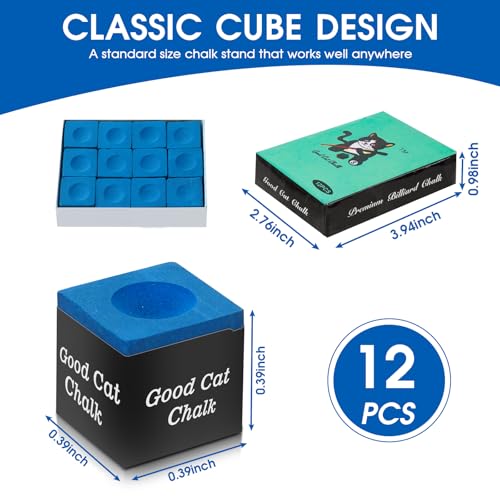 Pool Cue Chalk Set - 12PCS Nano Billiard Chalk for Precision