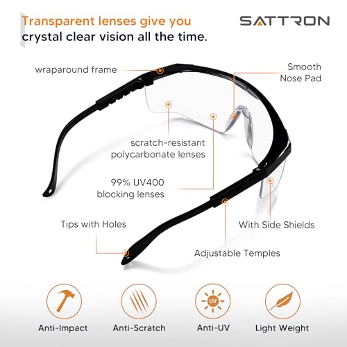 Clear Safety Glasses 12 PACK Safety Goggles Adjustable Temples Wide Vision, Impact Resistant UV Protection, Protective Eye Wear for Industrial Work, Laboratory, Woodworking