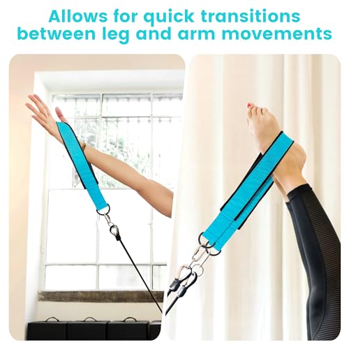 Pilates Double Loop Strap with D-Ring - 2PCS Blue Workout Accessory