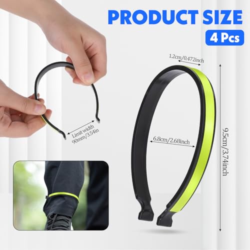 4 Pack High Reflective Cycling Trousers Clips - Fluorescent Green