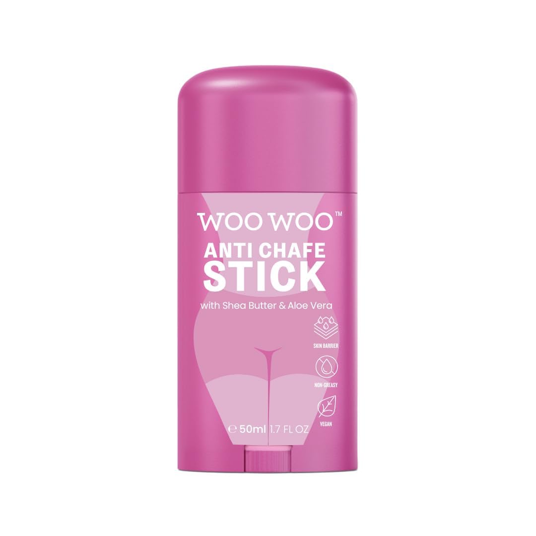 WOOWOO Anti-Chafe Stick for Women - Aloe Vera & Shea Butter Balm Prevents Thigh Rub & Skin Friction | Soothing Vegan Formula for Sensitive Areas | 1.6 fl oz (50 ml)