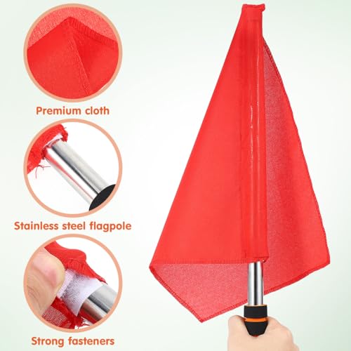 Referee Handheld Signal Flags 4-Pack - Red & Green 18x14 Inches