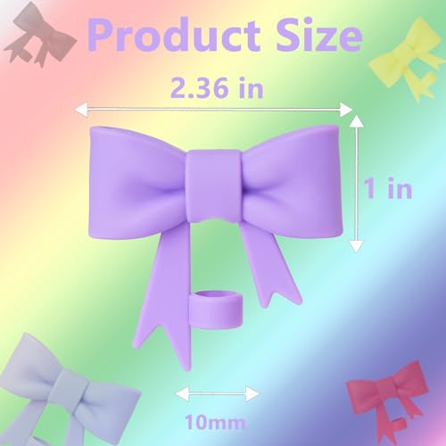 Stanley Tumbler Accessories Set - 4 Silicone Straw Covers & 2 Bow Boots - Purple
