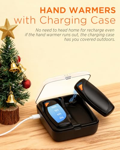 VIMWING Black Rechargeable Hand Warmers with Power Bank Case - Dual-Sided, 14,000mAh, Portable, Long Battery Life, Ideal for Men Women, Gifts