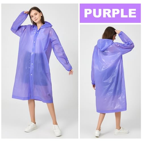 RUISHYY Colorful 5 Pack Reusable EVA Rain Ponchos for Adults Lightweight Waterproof Raincoat with Hood