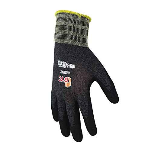 GYC Gloves, Sanitized, DIY Gardening, Super Slim Water-based PU ECO Micro Finish Safety Work Gloves - 10 Pairs Pack - Comfortable Grip, Anti-Slip (3285SPZ / SIZE 8 - Medium)