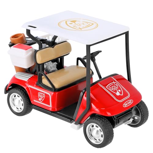 TEITEAI Die-Cast Mini Golf Cart Model 3.7 x 5.3 x 2.2 in - Red & White with Accessories