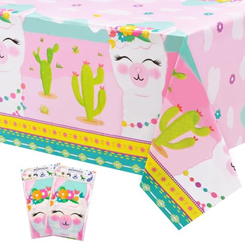 Alpaca Theme Tablecloth - 2 Pack 54" x 108" Disposable Covers