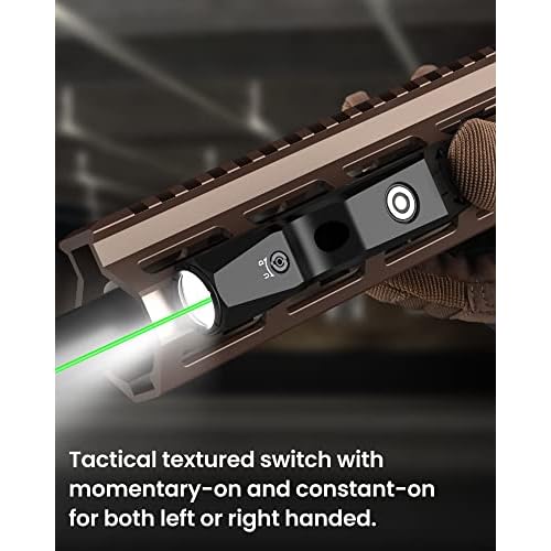 Votatu M9L-G Mini Light Laser Combo Compatible with M-Lok Rail Surface, 550 Lumens Tactical Flashlight and Green Laser Sight with Strobe Function for Rifle, Magnetic Rechargeable