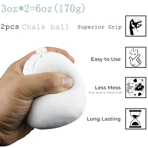 Gym Chalk Balls - 2 Pack (3oz Each) for Weightlifting & Climbing