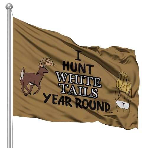 Hunt White Tails Year Round 3x5 ft Polyester Hunting Flag Banner, Outdoor Decor