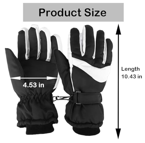 Thermal Winter Ski Gloves - Windproof Touchscreen Snowboard Gloves - Black