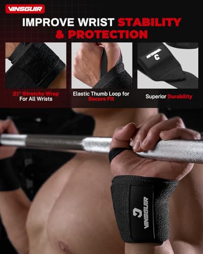 Wrist Wraps for Weightlifting - 21'' Support Straps - Black