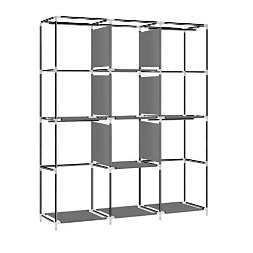 YOUUD Wardrobe Storage Closet Clothes Portable Wardrobe Storage Closet Portable Closet Organizer Portable Closets Wardrobe Closet Organizer Shelf Wardrobe Clothes Organizer Standing Closet Gray