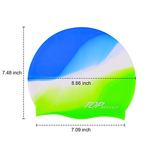 2-Pack Silicone Swim Caps for Kids - Pink & Blue Green