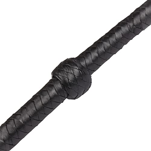 HADZAM 4ft Professional Equestrian Cowhide Leather Horse Whip for Livestock Guidance