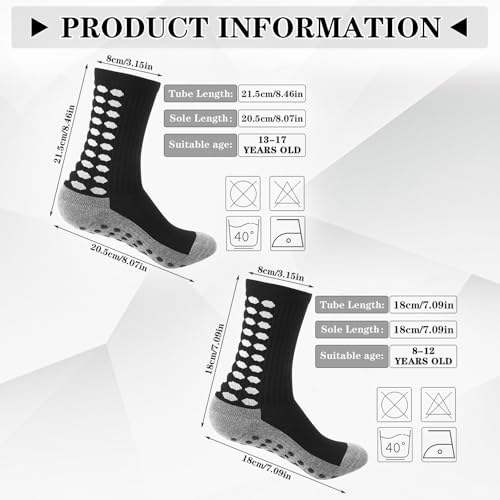 Kids Youth Grip Soccer Socks - 13-17 Years / 4 Pairs