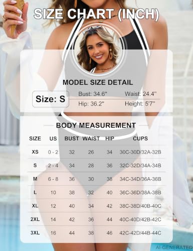 BMJL Women's High Waisted Bikini Set Two Piece Swimsuit - Large Black