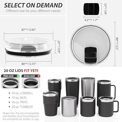 20 oz Tumbler Lid Replacement - BPA Free with Magnetic Slider
