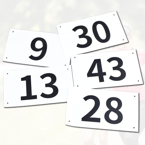 Running Bib Numbers 1-50 - Waterproof Tyvek Paper Tags with Safety Pins - Black & White