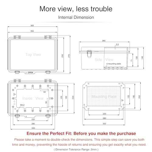 QILIPSU UL94-V0 Outdoor WiFi Enclosure 13.8"x9.9"x5.9" Waterproof Electrical Junction Box PC/ABS Alloy Plastic Clear Hinged Door IP66 Weatherproof for Project Solar Network Router Pump Control
