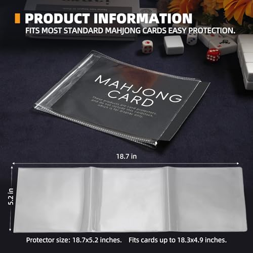 Mahjong Card Sleeve Protectors - Large Print 6 1/8" x 4 3/4" - Transparent