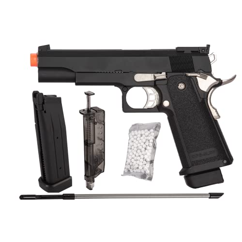 Hi-Capa 1911 Airsoft Pistol - Black, Gas Blowback with Speed Loader