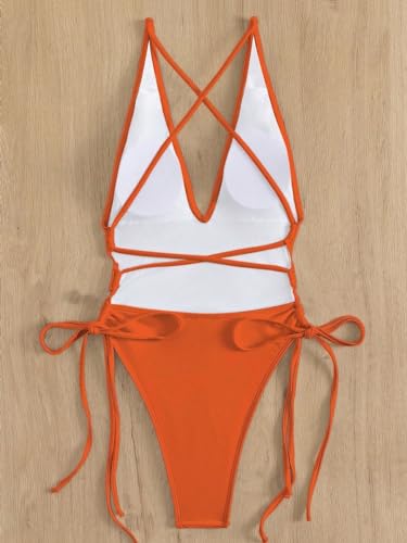 SKAYS One-Piece Swimsuit Women Medium Orange with Tummy Control