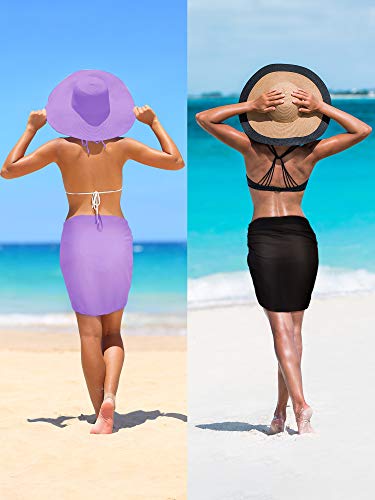 Sarong Swimsuit Cover Up - 2 Pcs Set in Black & Purple