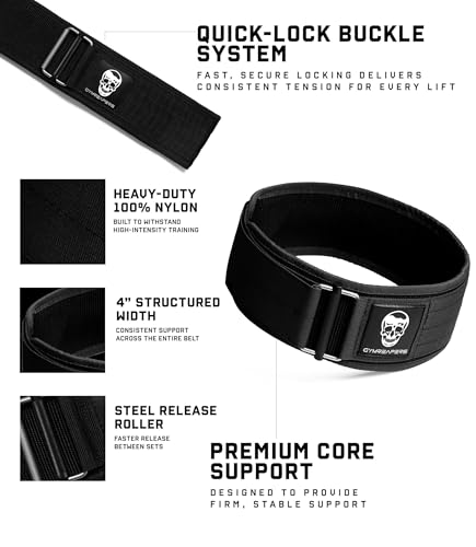 Quick Locking Weight Lifting Belt for Men & Women - Medium Black