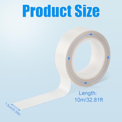 0.59" x 32.81ft 2 Rolls Low Friction Tape, PTFE Tapes Drawer Slide Tape Abrasion Resistance Anti Squeak Tape Surface Protection for Wood, Cabinet, Curtain, Furniture (White)