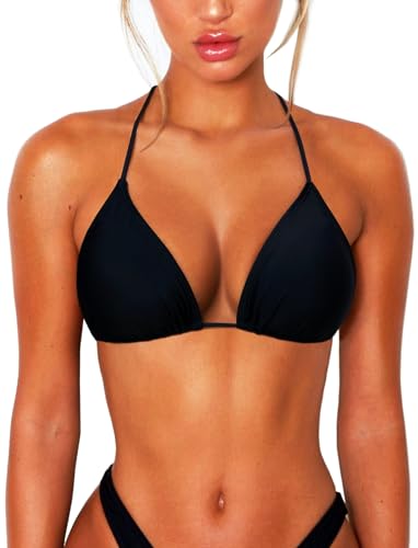 Sexy Triangle Bikini Top for Women - Black, Large