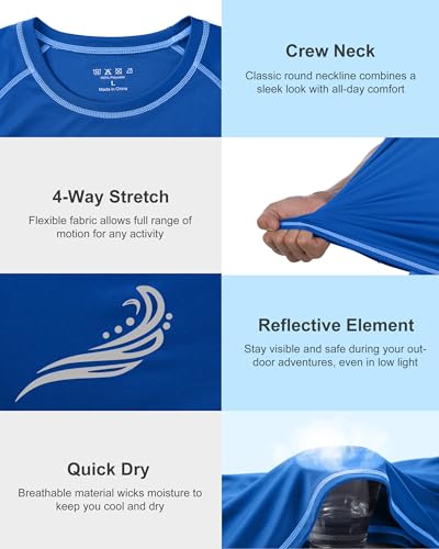 Roadbox Men's UPF 50+ Short Sleeve UV Sun Protection Rash Guard Swim Shirt - Royal Blue, XX-Large