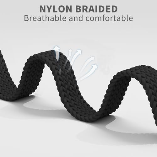 CUNUJIX Black Magnetic Braided Watch Band for Garmin Lily 2 - Elastic Nylon Strap