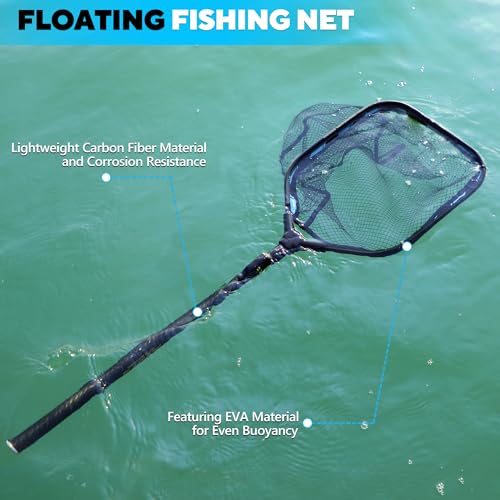 PLUSINNO 6.56 Ft Telescoping Carbon Fiber Fishing Net with Handle - Lightweight & Rust-Resistant