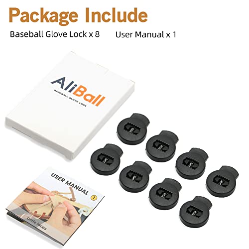 Baseball Glove Lace Locks - 8 Pack, Strong Elasticity, Black
