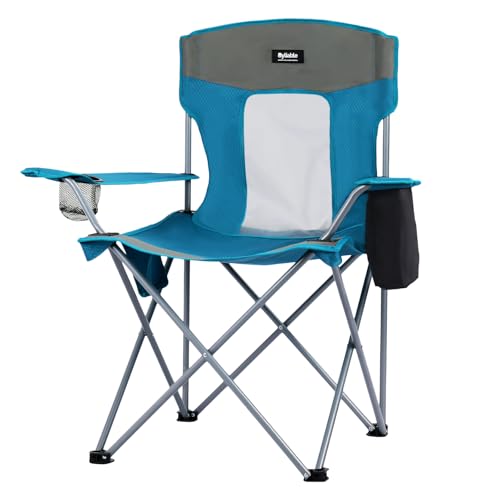 Byliable Camping Folding Chair with Cup Holder, Blue | Outdoor Portable Lawn Chair