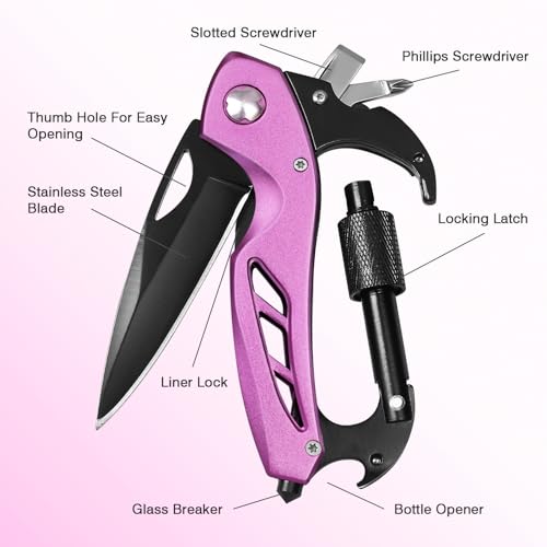 Pink FUNBRO 6-in-1 Multitool Carabiner with Bottle Opener & Screwdrivers (Variation: Pink)