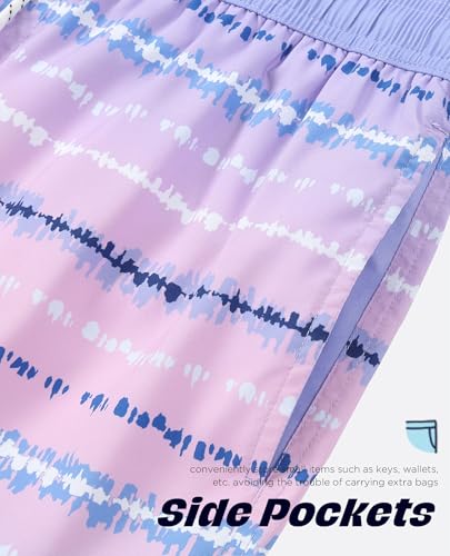 Men's 5 Inch Quick Dry Swim Trunks - Stripe Purple-Pink Gradient