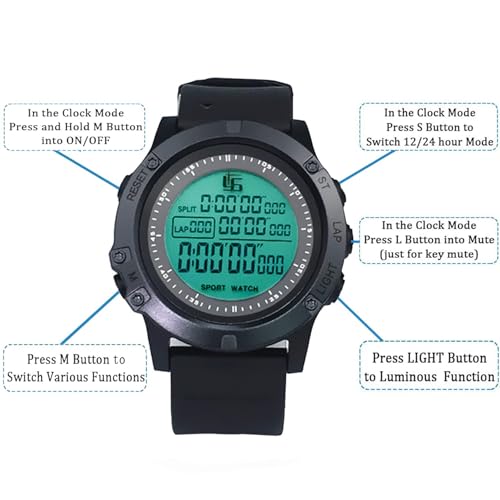 Men Waterproof Digital Sports Watch with Stopwatch & Referee Timer