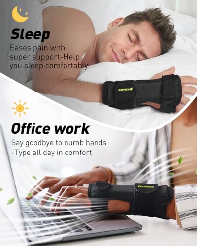 Carpal Tunnel Wrist Brace with Metal Splint - Adjustable Support