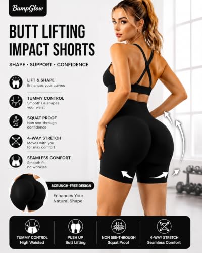 Women's Scrunch Butt Lifting Gym Biker Shorts - Medium/Black